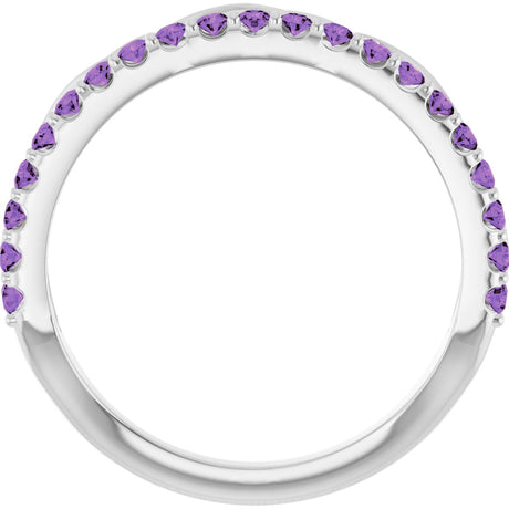 Platinum Round Natural Amethyst Infinity-Inspired Stackable Ring - view 2