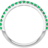 Platinum Round Natural Emerald Infinity-Inspired Stackable Ring - view 2