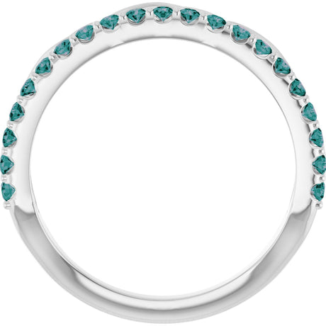 Platinum Round Natural Alexandrite Infinity-Inspired Stackable Ring - view 2