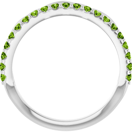 Platinum Round Natural Peridot Infinity-Inspired Stackable Ring - view 2