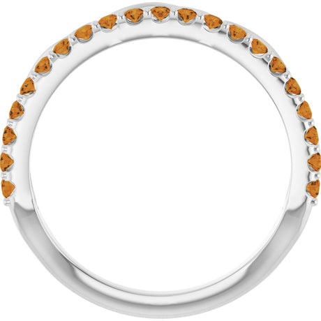 Platinum Round Natural Citrine Infinity-Inspired Stackable Ring - view 2