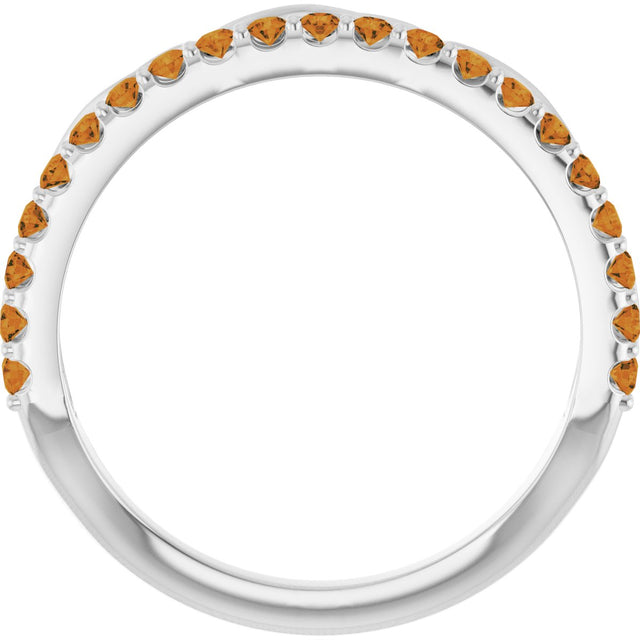 Platinum Round Natural Citrine Infinity-Inspired Stackable Ring - view 2