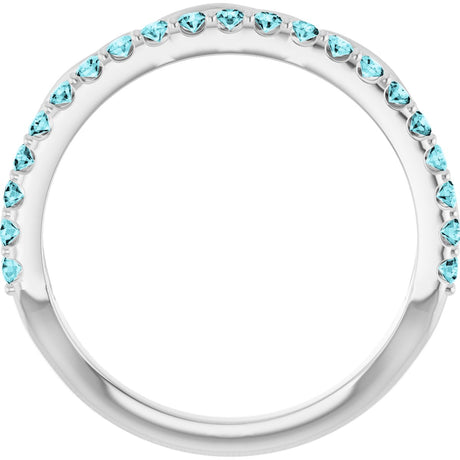 Platinum Round Natural Blue Zircon Infinity-Inspired Stackable Ring - view 2