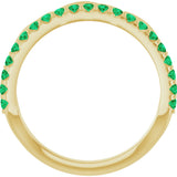 14K Gold Round Natural Emerald Infinity-Inspired Stackable Ring - Yellow Gold - view 2