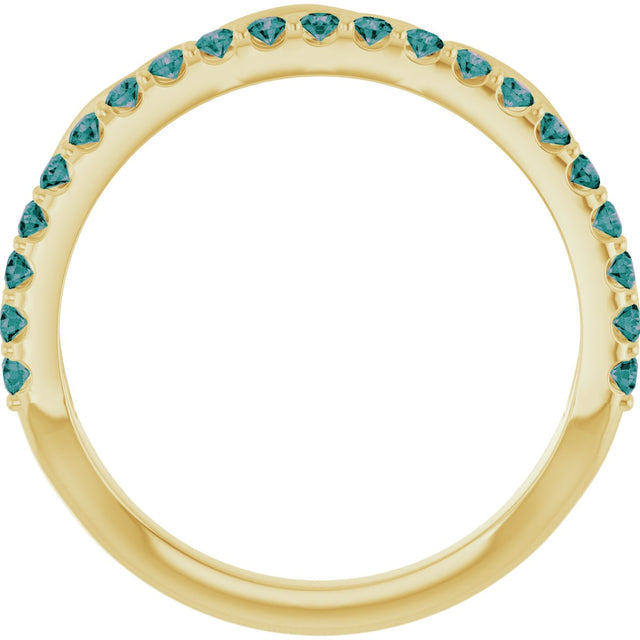 14K Gold Round Natural Alexandrite Infinity-Inspired Stackable Ring - Yellow Gold - view 2