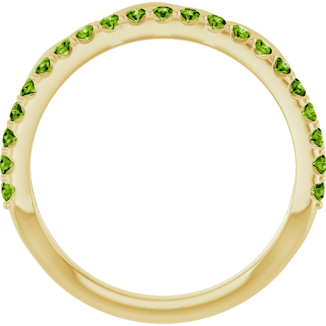 14K Gold Round Natural Peridot Infinity-Inspired Stackable Ring - Yellow Gold - view 2