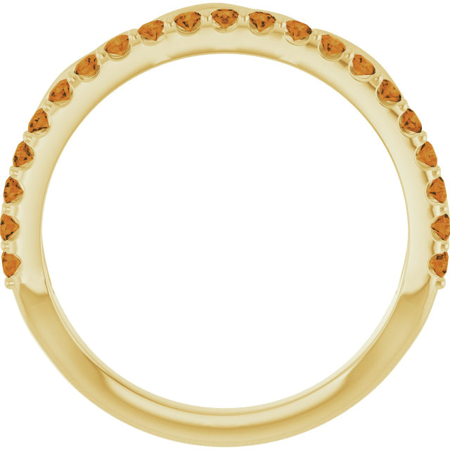 14K Gold Round Natural Citrine Infinity-Inspired Stackable Ring - Yellow Gold - view 2