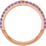 14K Gold Round Natural Amethyst Infinity-Inspired Stackable Ring - Rose Gold - view 2