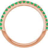 14K Gold Round Natural Emerald Infinity-Inspired Stackable Ring - Rose Gold - view 2