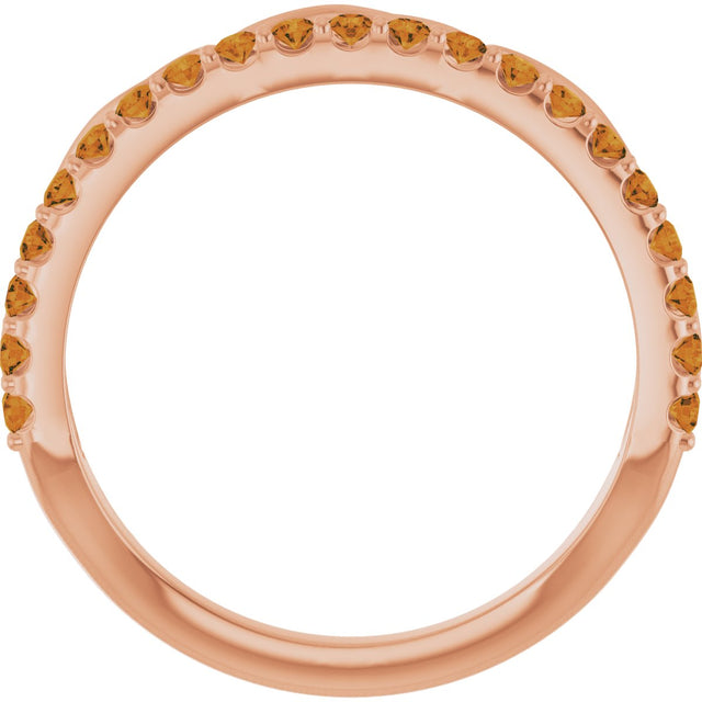 14K Gold Round Natural Citrine Infinity-Inspired Stackable Ring - Rose Gold - view 2