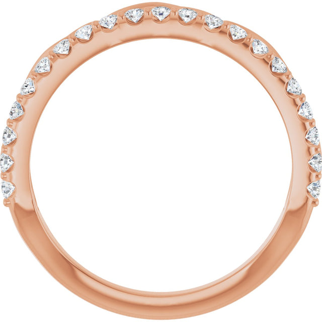 14K Gold Round Natural Diamond Infinity-Inspired Stackable Ring - Rose Gold - view 2