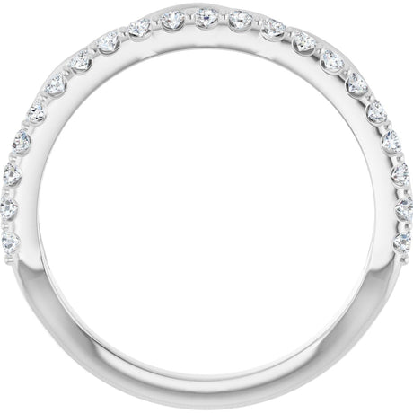 Platinum Round Natural Diamond Infinity-Inspired Stackable Ring - view 2