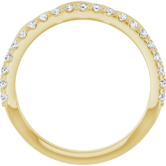 14K Gold Round Natural Diamond Infinity-Inspired Stackable Ring - Yellow Gold - view 2