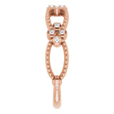 14K Gold Round Natural Diamond Stackable Bead Ring - Rose Gold - view 4