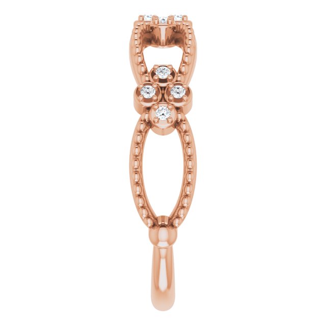 14K Gold Round Natural Diamond Stackable Bead Ring - Rose Gold - view 4