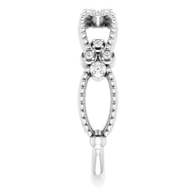 Platinum Round Natural Diamond Stackable Bead Ring - view 4