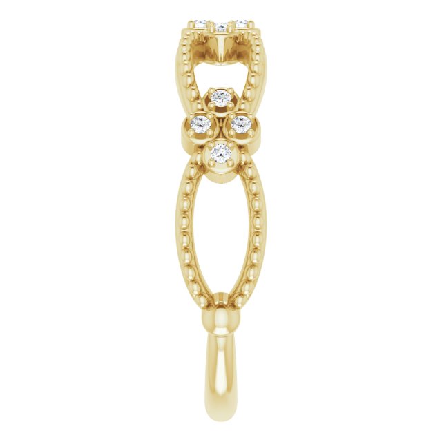 14K Gold Round Natural Diamond Stackable Bead Ring - Yellow Gold - view 4