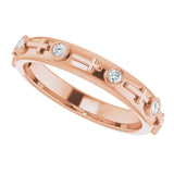 14K Gold Round Natural Diamond Bezel-Set Cross Ring - Rose Gold - view 5
