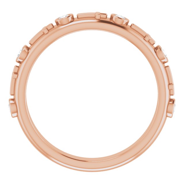 14K Gold Round Natural Diamond Bezel-Set Cross Ring - Rose Gold - view 2
