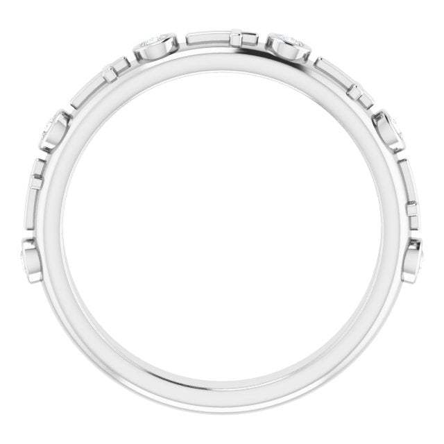 14K Gold Round Natural Diamond Bezel-Set Cross Ring - White Gold - view 2