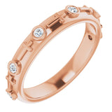 14K Gold Round Natural Diamond Bezel-Set Cross Ring - Rose Gold