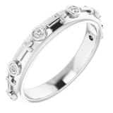 Platinum Round Natural Diamond Bezel-Set Cross Ring