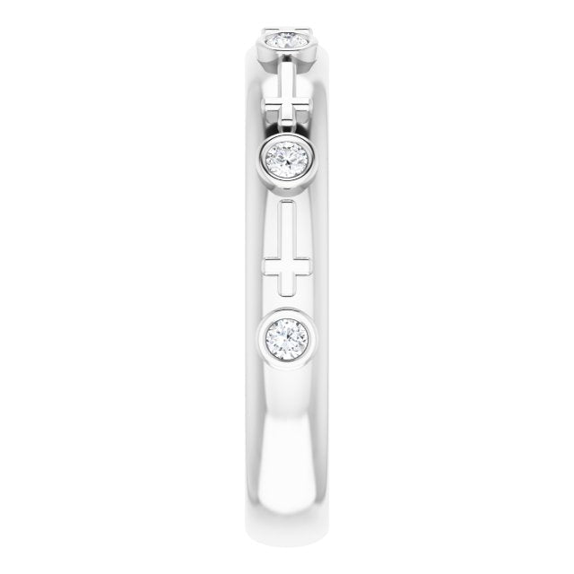 Platinum Round Natural Diamond Bezel-Set Cross Ring - view 4