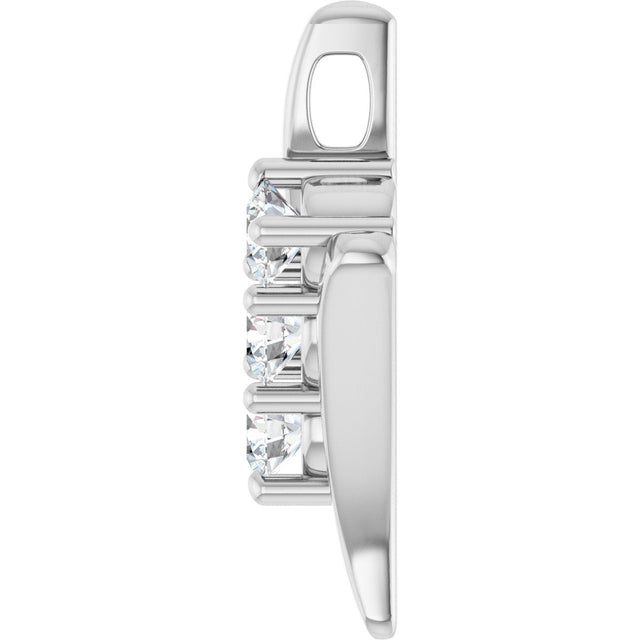 Platinum Round Natural Diamond Three-Stone Freeform Pendant - view 3