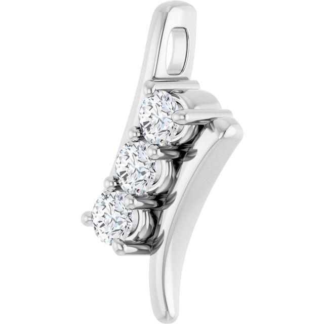 14K Gold Round Natural Diamond Three-Stone Freeform Pendant – 1/3 CTW - White Gold - view 2