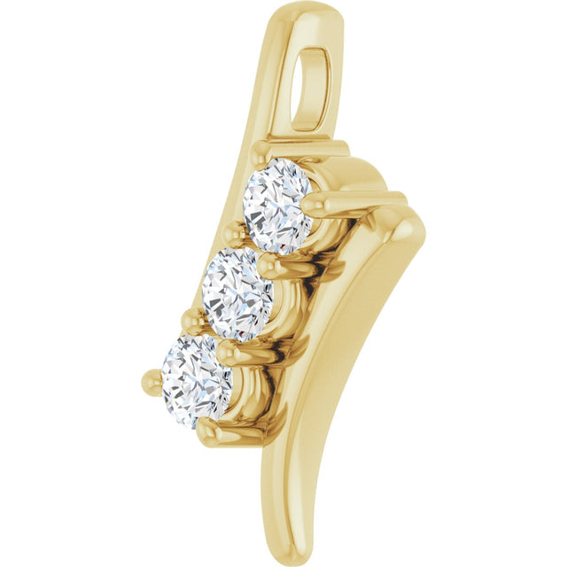 14K Gold Round Lab-Grown Diamond Three-Stone Freeform Pendant - Yellow Gold - view 2