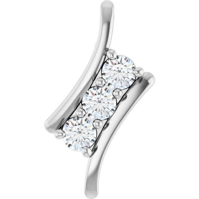 Platinum Round Natural Diamond Three-Stone Freeform Pendant
