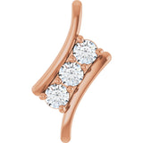 14K Gold Round Lab-Grown Diamond Three-Stone Freeform Pendant - Rose Gold