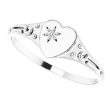 14K Gold Round Natural Diamond Youth Heart Ring - White Gold - view 5