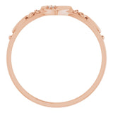 14K Gold Round Natural Diamond Youth Heart Ring - Rose Gold - view 2
