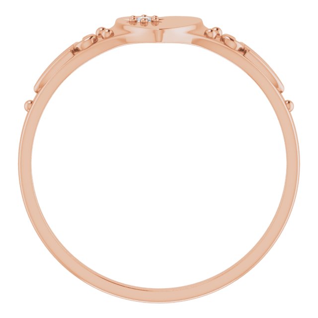 14K Gold Round Natural Diamond Youth Heart Ring - Rose Gold - view 2