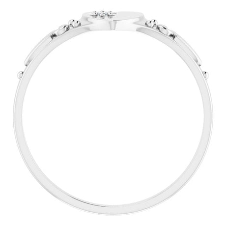 Platinum Round Natural Diamond Youth Heart Ring - view 2