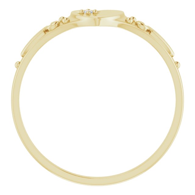 14K Gold Round Natural Diamond Youth Heart Ring - Yellow Gold - view 2