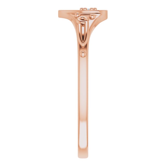 14K Gold Round Natural Diamond Youth Heart Ring - Rose Gold - view 4
