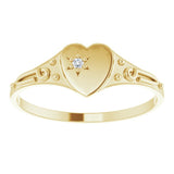 14K Gold Round Natural Diamond Youth Heart Ring - Yellow Gold - view 3