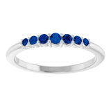 Platinum Round Natural Blue Sapphire Accented Stackable Ring – 2.25mm Stones - view 3