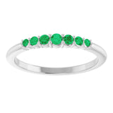 Platinum Round Natural Emerald Accented Stackable Ring – 2.25mm Stones - view 3