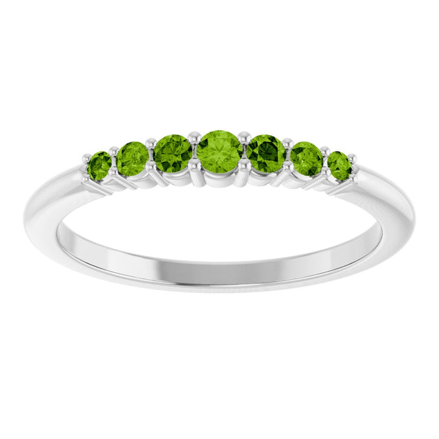 Platinum Round Natural Peridot Accented Stackable Ring – 2.25mm Stones - view 3