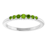 14K Gold Round Natural Peridot Accented Stackable Ring – 2.25mm Stones - White Gold - view 3