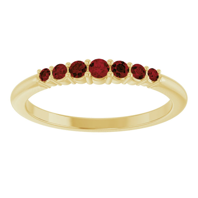 14K Gold Round Natural Mozambique Garnet Accented Stackable Ring – 2.25mm Stones - Yellow Gold - view 3