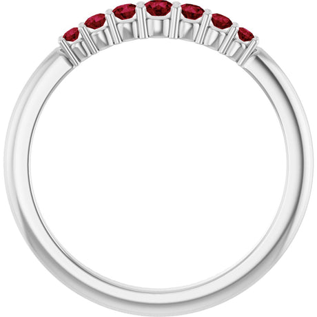 Platinum Round Natural Ruby Accented Stackable Ring – 2.25mm Stones - view 2
