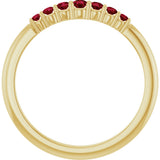14K Gold Round Natural Ruby Accented Stackable Ring – 2.25mm Stones - Yellow Gold - view 2