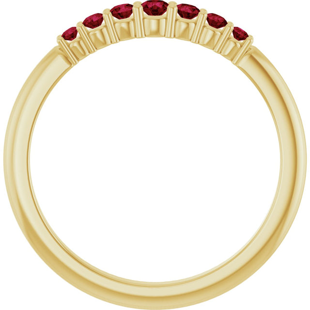 14K Gold Round Natural Ruby Accented Stackable Ring – 2.25mm Stones - Yellow Gold - view 2
