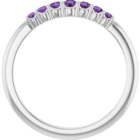 Platinum Round Natural Amethyst Accented Stackable Ring – 2.25mm Stones - view 2