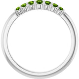 14K Gold Round Natural Peridot Accented Stackable Ring – 2.25mm Stones - White Gold - view 2
