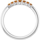 Platinum Round Natural Citrine Accented Stackable Ring – 2.25mm Stones - view 2